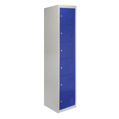 Monstershop Métal Casiers 6 Portes De Stockage, Flatpack Bleu Et Gris En Métal Verrouillable Unité Personnel D'école Gym Changement
