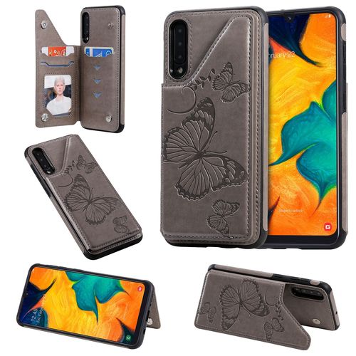 Coque Samsung Galaxy A50,Etui Pour Samsung Galaxy A50,Coque En Cuir Pour Samsung Galaxy A50,Convient A Etui La Samsung Galaxy A50,Gris