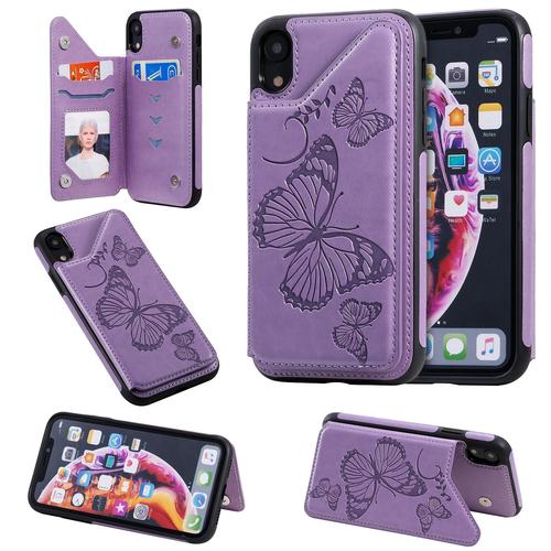 Coque Iphone Xr,Etui Pour Iphone Xr,Coque En Cuir Pour Iphone Xr,Convient A Etui La Iphone Xr,Violet