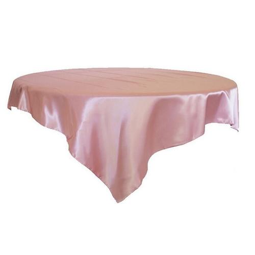 Couleur Rose Taille 57x57inch-145x145cm Nappe En Satin Lavable Pour Table Rondeure De Protection Pour La Cuisine À La Maison, Décorations De Mariage Et De Noël