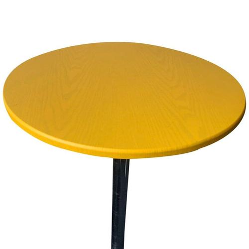 Couleur Jaune Nappe Ronde Imperméable En Polyester, 120cm, Housse De Table Adaptée À La Restauration, Avec Bords Élastiques