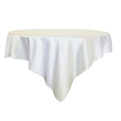 Couleur Blanche Taille 57x57inch-145x145cm Nappe En Satin Lavable Pour Table Rondeure De Protection Pour La Cuisine À La Maison, Décorations De Mariage Et De Noël