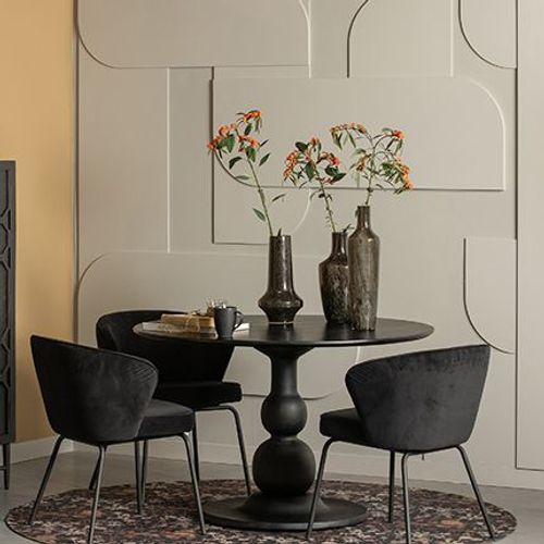 Table À Manger 120x75 Cm En Bois De Manguier Noir - Vilea
