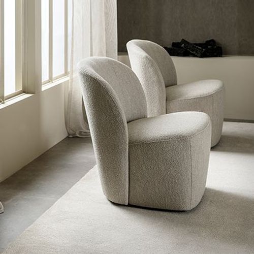 Fauteuil 68x72x75 Cm En Tissu Bouclé Beige