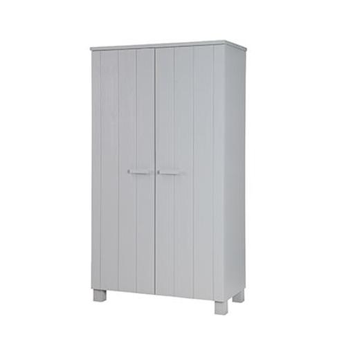 Armoire 2 Portes 111x55x202 Cm En Pin Gris - Ridsa