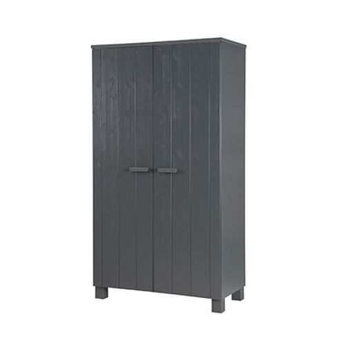 Armoire 2 Portes 111x55x202 Cm En Pin Noir - Ridsa