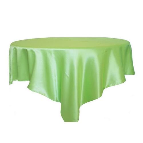 Couleur Vert Clair Taille 57x57inch-145x145cm Nappe En Satin Lavable Pour Table Rondeure De Protection Pour La Cuisine À La Maison, Décorations De Mariage Et De Noël