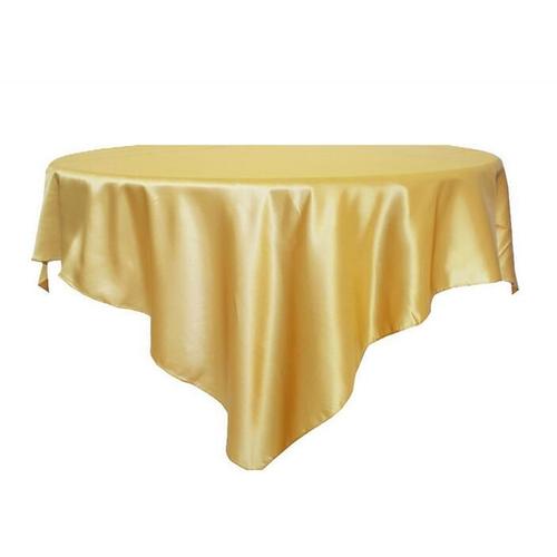 Couleur Or Taille 57x57inch-145x145cm Nappe En Satin Lavable Pour Table Rondeure De Protection Pour La Cuisine À La Maison, Décorations De Mariage Et De Noël