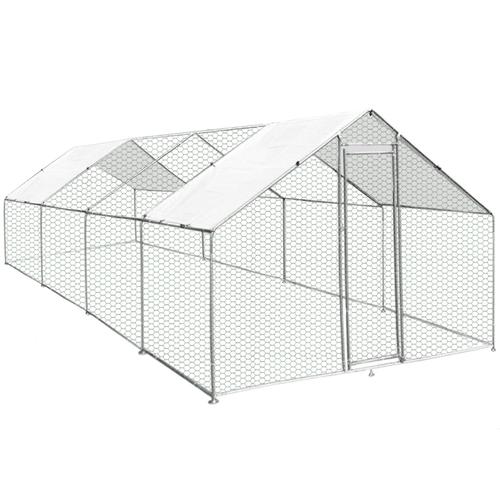 Enclos Poulailler Extérieur 3mx8mx2m Volière Acier Galvanisé Volaille Cage Animal Chien Lapin Canard Bâche Toit Gratis