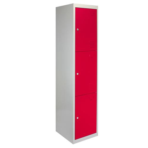 Casiers Vestiaires Métalliques Rouge À 3 Portes Livré À Plat