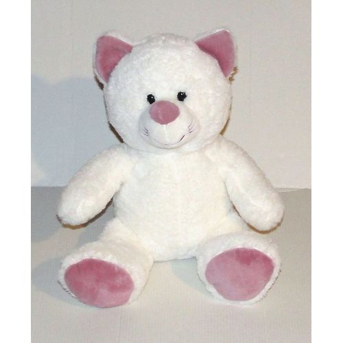 Peluche Chat Gipsy - Doudou Chaton Creme Mauve 32 Cm