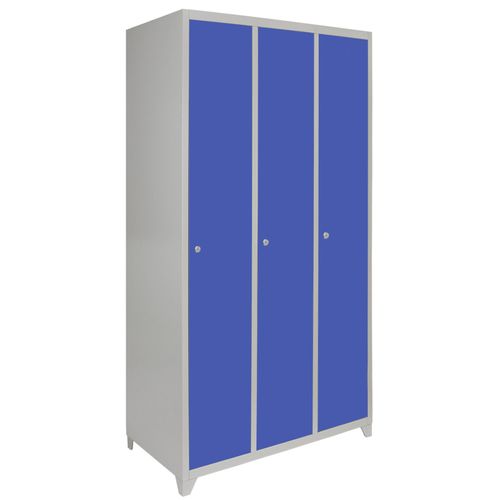Lot De 3 Casiers Rangement Acier - Trois Portes, Bleu