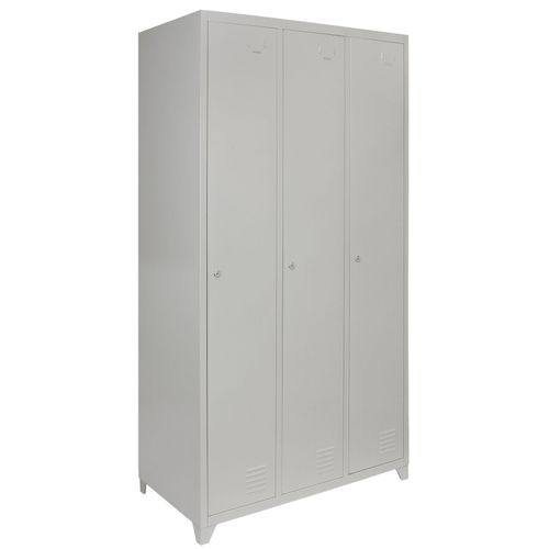 3 Casiers De Rangement En Acier, Gris Métal Verrouillable
