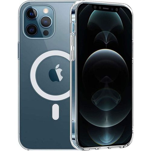 Coque Pour Iphone 12 Pro Max (6,7) - Silicone Transparent Avec Cercle Magnétique Intégré Phonillico®