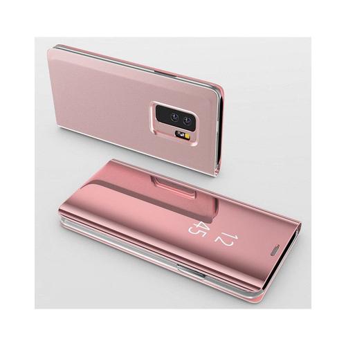 Coque Rabat Miroir Rose Pour Samsung Galaxy S9 Plus - Coque Housse Etui Case Protection Clear View Phonillico®