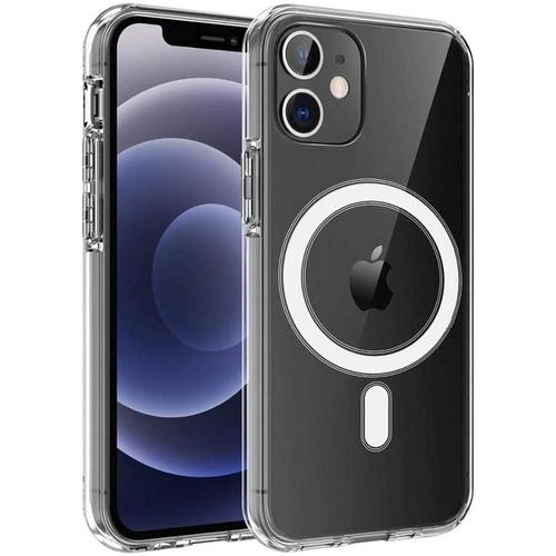 Coque Pour Iphone 12 (6,1) - Silicone Transparent Avec Cercle Magnétique Intégré Phonillico®