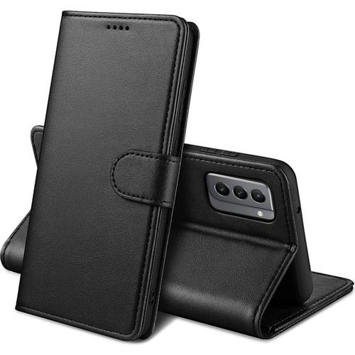 Coque Pour Samsung S21 - Portefeuille Noir Rabat Clapet Aimanté Rangement Cartes Phonillico®