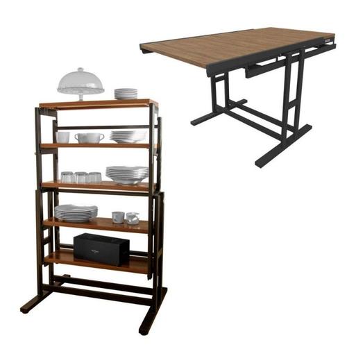 Table Modulable (20 L78 H77,5 Cm) Convertible En Etag?Re St?L? Industriel Marron