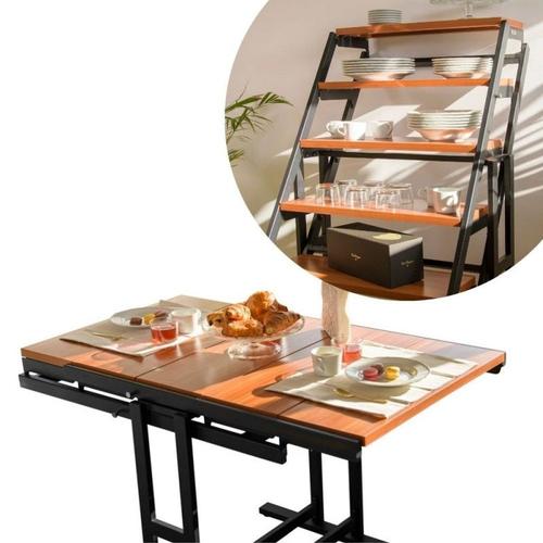 Table Modulable (20 L78 H77,5 Cm) Convertible En Etag?Re St?L? Industriel Brun Orang?