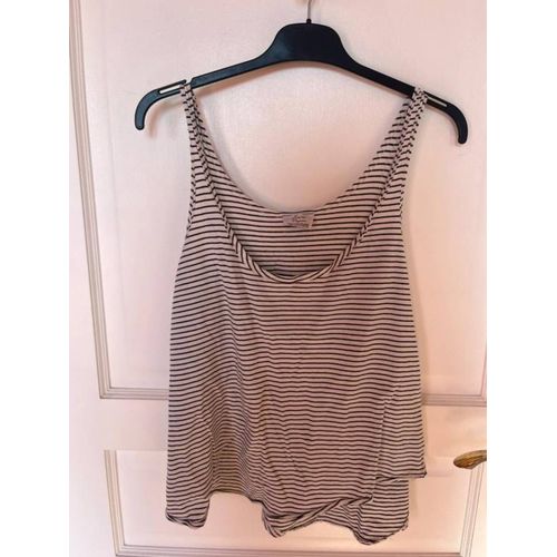 Débardeur Bleu Rayé Blanc Zara 38