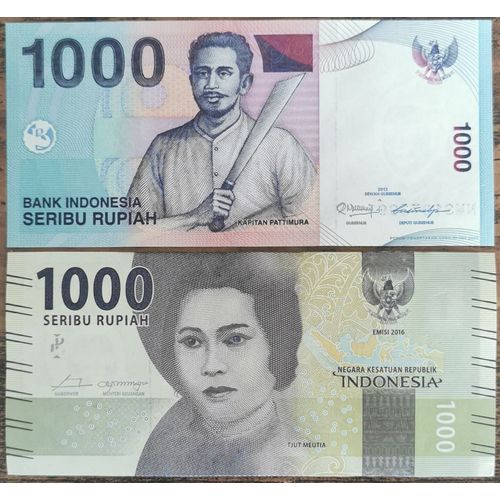 Lot 2 Billets Neuf Indonesie 1000 Rupiah - 2013 & 2016 - Unc