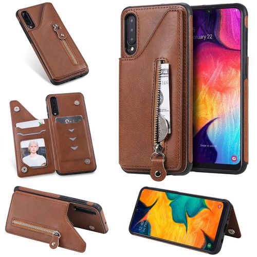 Coque Samsung Galaxy A50,Etui Pour Samsung Galaxy A50,Coque En Cuir Pour Samsung Galaxy A50,Convient A Etui La Samsung Galaxy A50,Marron