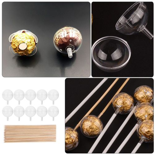 Support de boule de chocolat Torus pour la saint-valentin, 100 pièces, en plastique Transparent, boule de cristal, matériel d'emballage pour Bouquet, fournitures