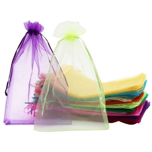 Grands Sacs En Organza 20x30 Cm, 100 Pièces, Sacs-Cadeaux En Maille, Pochettes À Cordon Pour Bijoux, Pour Noël Et Mariage (10 Couleurs)