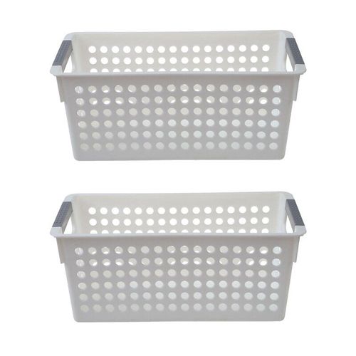 Boîte à gants (blanc) S:29X16X2 Cm, 2 paniers de rangement en plastique empilables de Style japonais