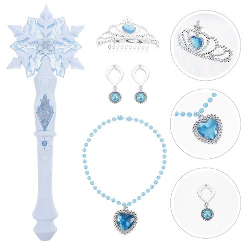 Ensemble De Bijoux Pour Filles, Jeu De Baguettes, Costume, Diadème, Collier, Robe, Baguette Légère Féerique, Brillant, Rôle De Flocon De Neige