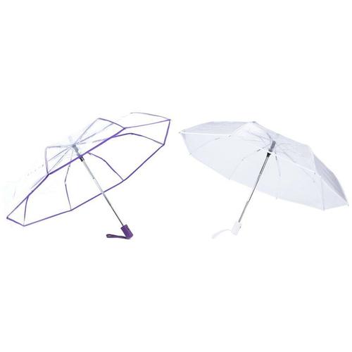 Parapluie Automatique Transparent, Yo-2 Pièces, Avec Bordure Violette Et Blanche, Offre Spéciale