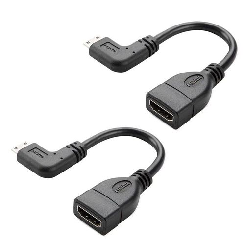 câble Mini HDMI vers HDMI, 2X, 0, 5 pieds, 90 degrés, Angle droit