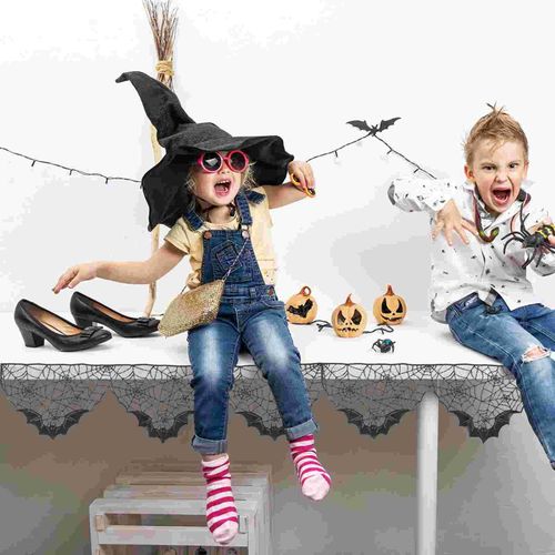 Nappe De Fête En Toile D'araignée Noire, Tissu De Table