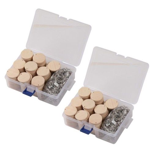 Disques ronds en bois avec porte-clés, YO-200 pièces, étiquettes en bois avec trou pour rappel, calendrier, jetons de bois, artisanat de bricolage