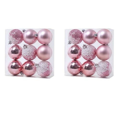 Boules De Noël Roses De 2.36 Pouces, 18 Pièces, Ornements D'arbre De Noël, Boules Suspendues Pour La Maison, Fête Du Nouvel An