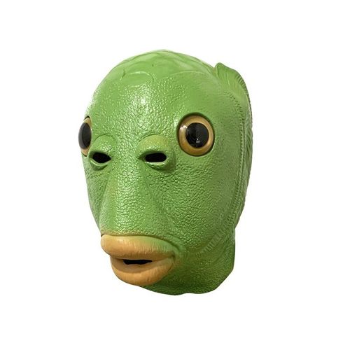 Masque D'halloween Avec Tête De Poisson Vert, Jouet Amusant, Casque De Fête En Caoutchouc, Couvre-Chef De Monstre, Couverture Faciale Sûre Et Non Toxique, Accessoire De Performance