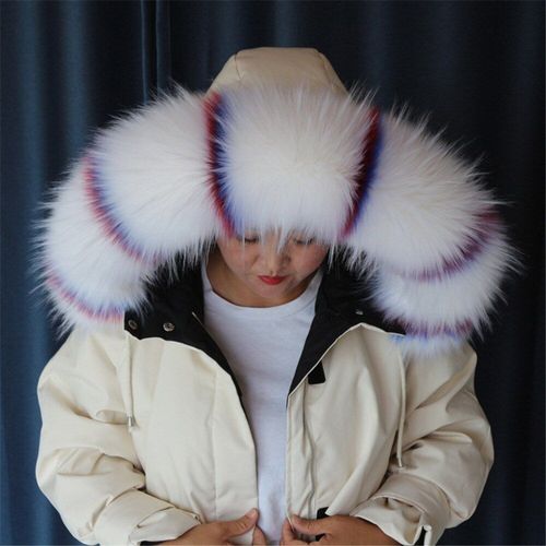 Manteau en fausse fourrure de raton laveur pour femme, col détachable, doublure en Fiber de Polyester, châle enveloppant, veste à capuche, accessoires de vêtements décoratifs, nouveau