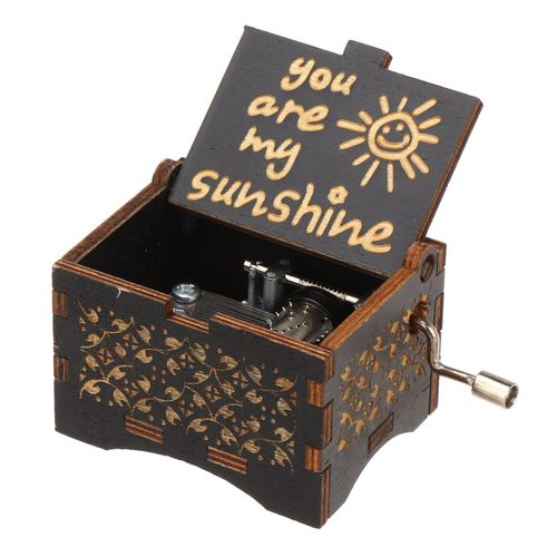 Boîte À Musique Classique Antique Gravée À Manivelle En Bois, Vous Êtes Mon Soleil, Saint Valentin, Fête Des Mères, Cadeaux, 1 Pièce
