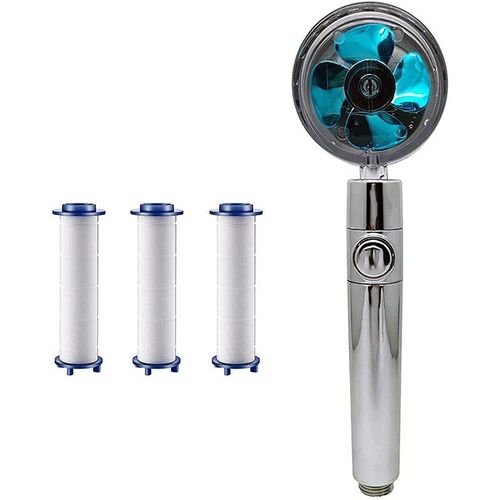 Pommeau de douche à haute pression, avec ventilateur Turbo portatif, Kit de pommeau de douche à hydrojet avec 3 filtres, pommeau de douche turbocompressé