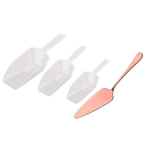 Pelle À Gâteau En Plastique En Forme De Grattoir À Glace, 3 Pièces, Transparente Et 1x Pelle À Gâteau De Qualité Supérieure En Acier Inoxydable 304 Or Rose