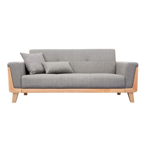 Canapé Scandinave 3 Places Gris Clair Et Bois Fjord