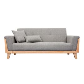Canapé Scandinave 3 Places Gris Clair Et Bois Fjord