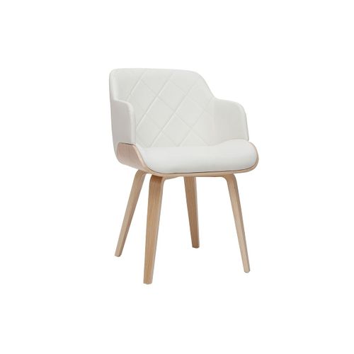 Chaise Design Blanc Et Bois Clair Lucien