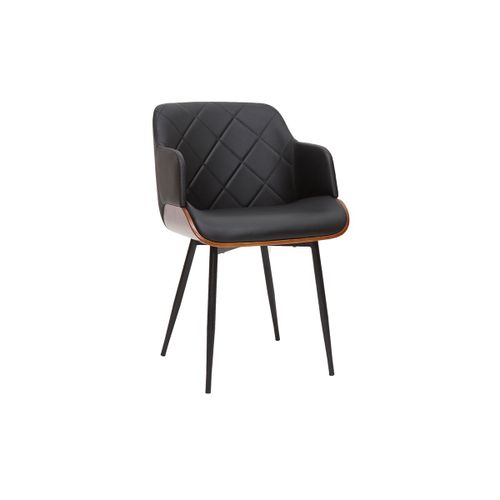 Chaise Design Noir, Bois Foncé Et Métal Lucien