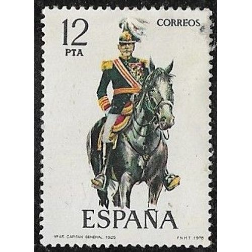 Timbre D’Espagne N°2100 Y & T 12 P. Polychrome Uniformes Militaires Capitaine Général