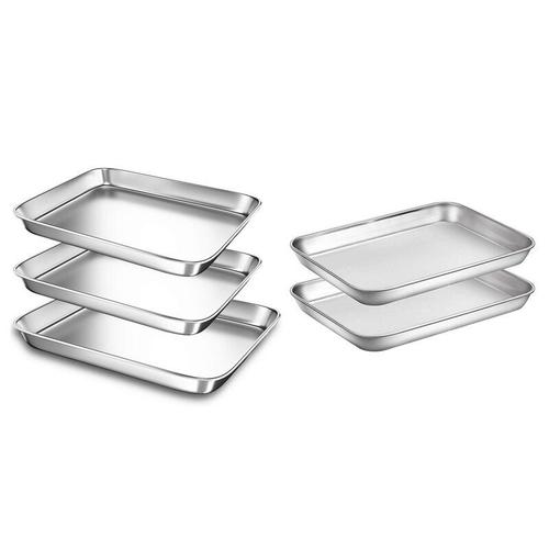 Plaques de cuisson pour four grille-pain, plateau rectangulaire avec 2 plaques de cuisson, ensemble de plaques à biscuits de Chef, 3 pièces