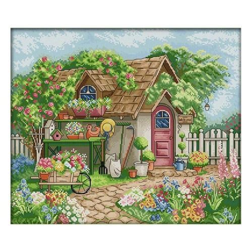 Belle Cabane De Jardin D'été, Kits De Points De Croix À Faire Soi-Même, Ensemble De Broderie, Aiguille Et Fil, Peinture De Décoration, 14ct