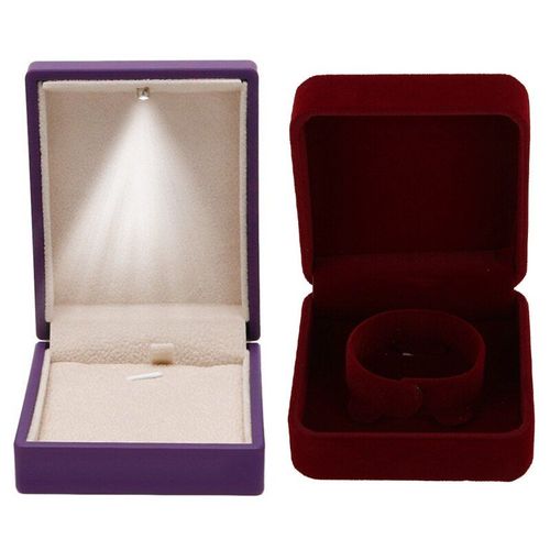 Boîte à collier éclairée par LED, boîtier en caoutchouc avec pendentif en peluche (violet) et boîte de rangement de bijoux 1 pièce rouge Jujube