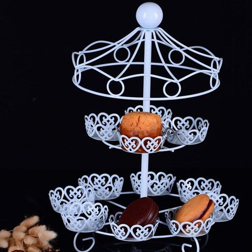 support à gâteau blanc à deux couches carrousel, 12 tasses, fournitures de fête d'anniversaire de mariage, magasin de pâtisserie pour exposition de biscuits