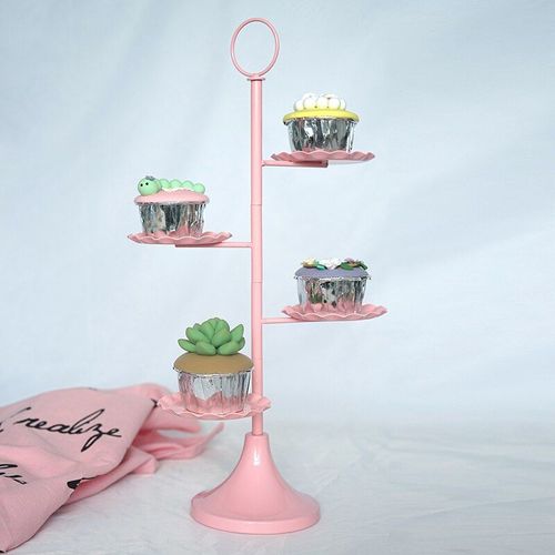 Support à Cupcakes à 4 têtes, assiette à Dessert, décoration de biscuits pour mariage, fournisseur de Table, vitrine de boulanger rose